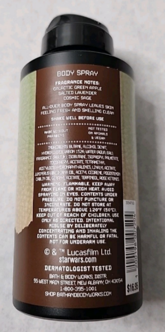 Bath & Body Works Star Wars Mandalorian & Grogu Force Flow Body Spray 3.7 oz