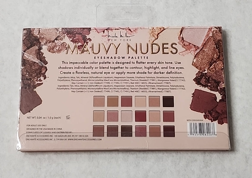 Nicole Miller Mauvy Nudes Eyeshadow Palette – 18 Highly Pigmented Shades
