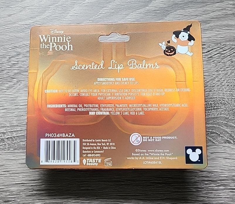 Disney Winnie the Pooh Halloween 2 Flavored Lip Balms Set - New In Box