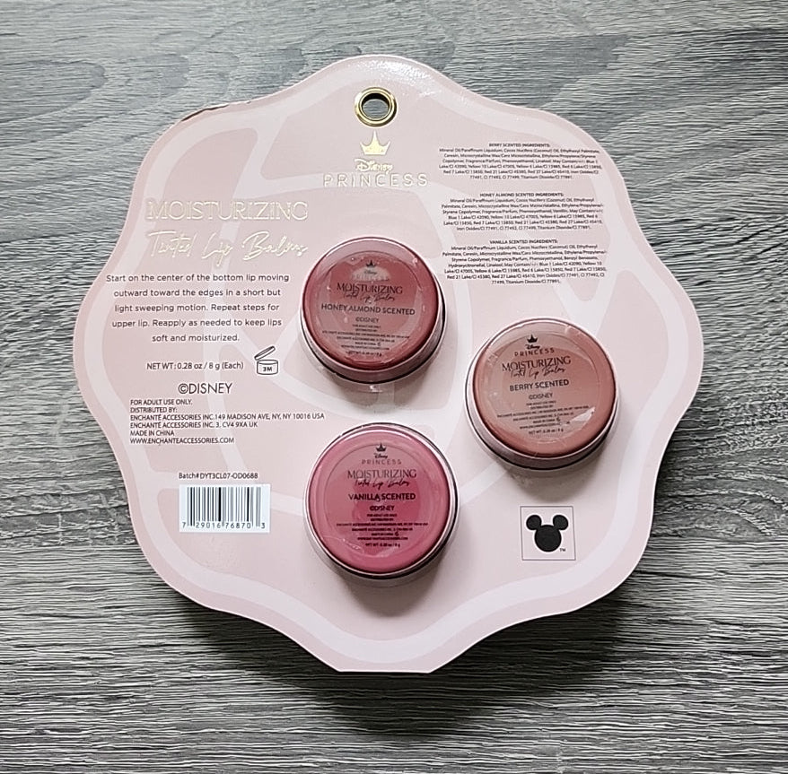 Disney Princess BELLE - Beauty and the Beast - 3 Rose Shaped Moisturizing Tinted Lip Balms