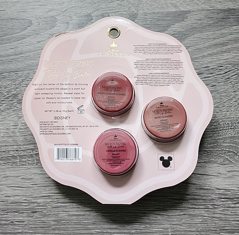Disney Princess BELLE - Beauty and the Beast - 3 Rose Shaped Moisturizing Tinted Lip Balms